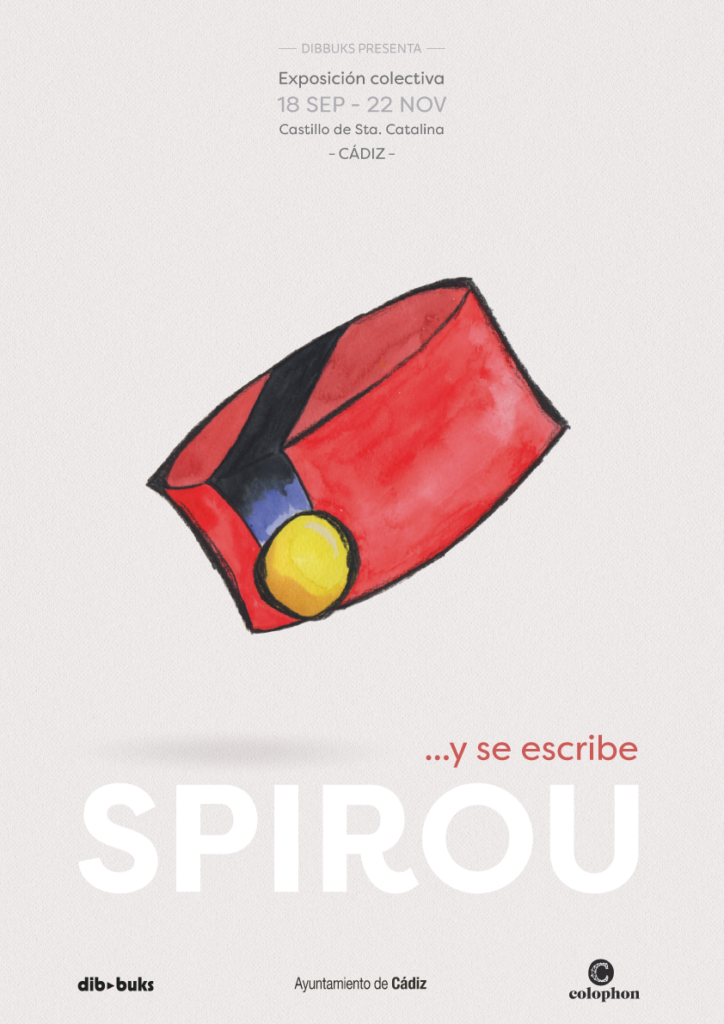 Cartel con el sombrero del personaje de cómic francés Spirou