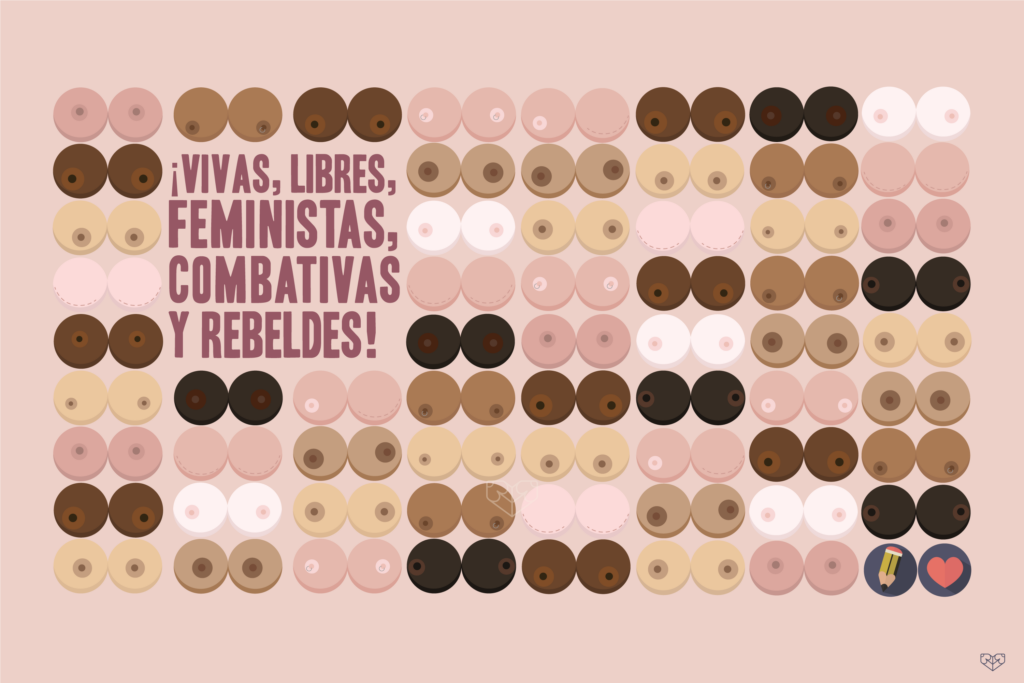 Imagen reivindicativa feminista que muestra iconográficamente distintas mamas.